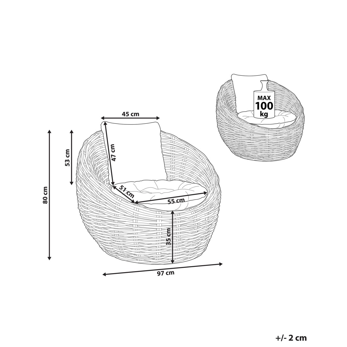 Krzesło ogrodowe Rattan Naturalny LERICI