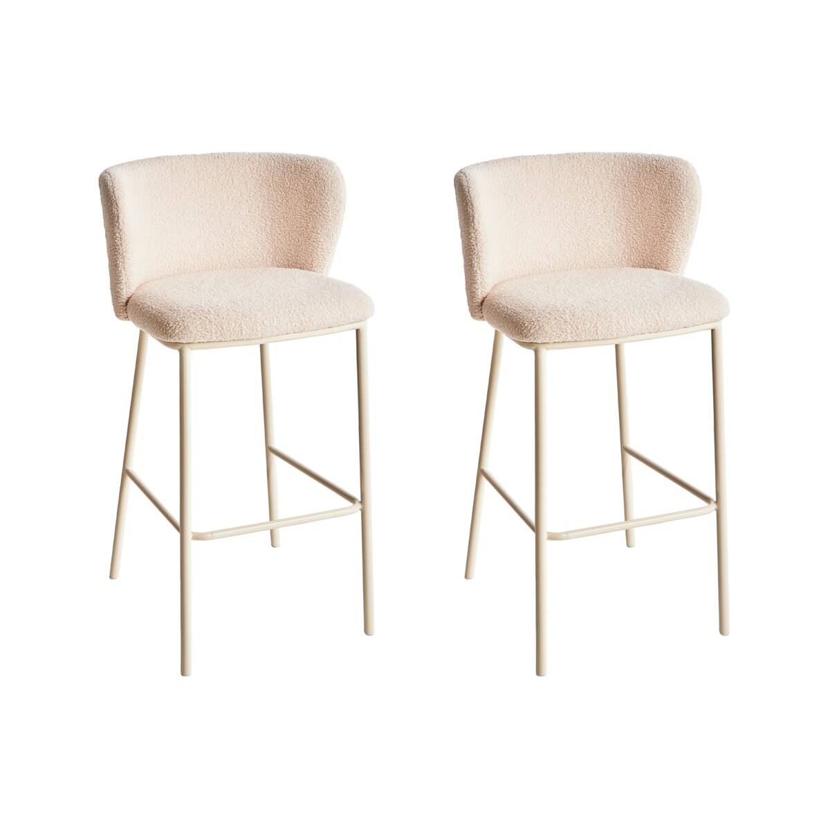 Zestaw 2 krzeseł barowych MINA II Boucle Beżowy