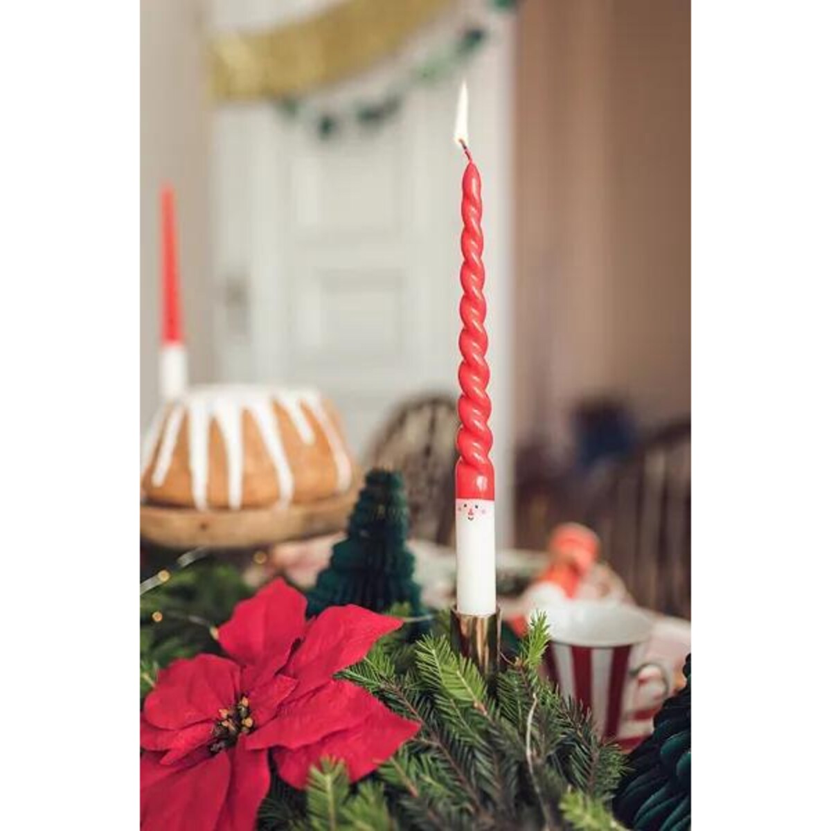 Świece stożkowe Mikołaj, 25 cm, mix