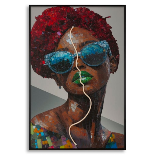 Obraz na płótnie Afro, kolor wielokolorowy, płótno i płyta MDF, 60 x 90 cm, LED, 3D, styl nowoczesny, dekoracja ściany do salonu, Mauro Ferretti