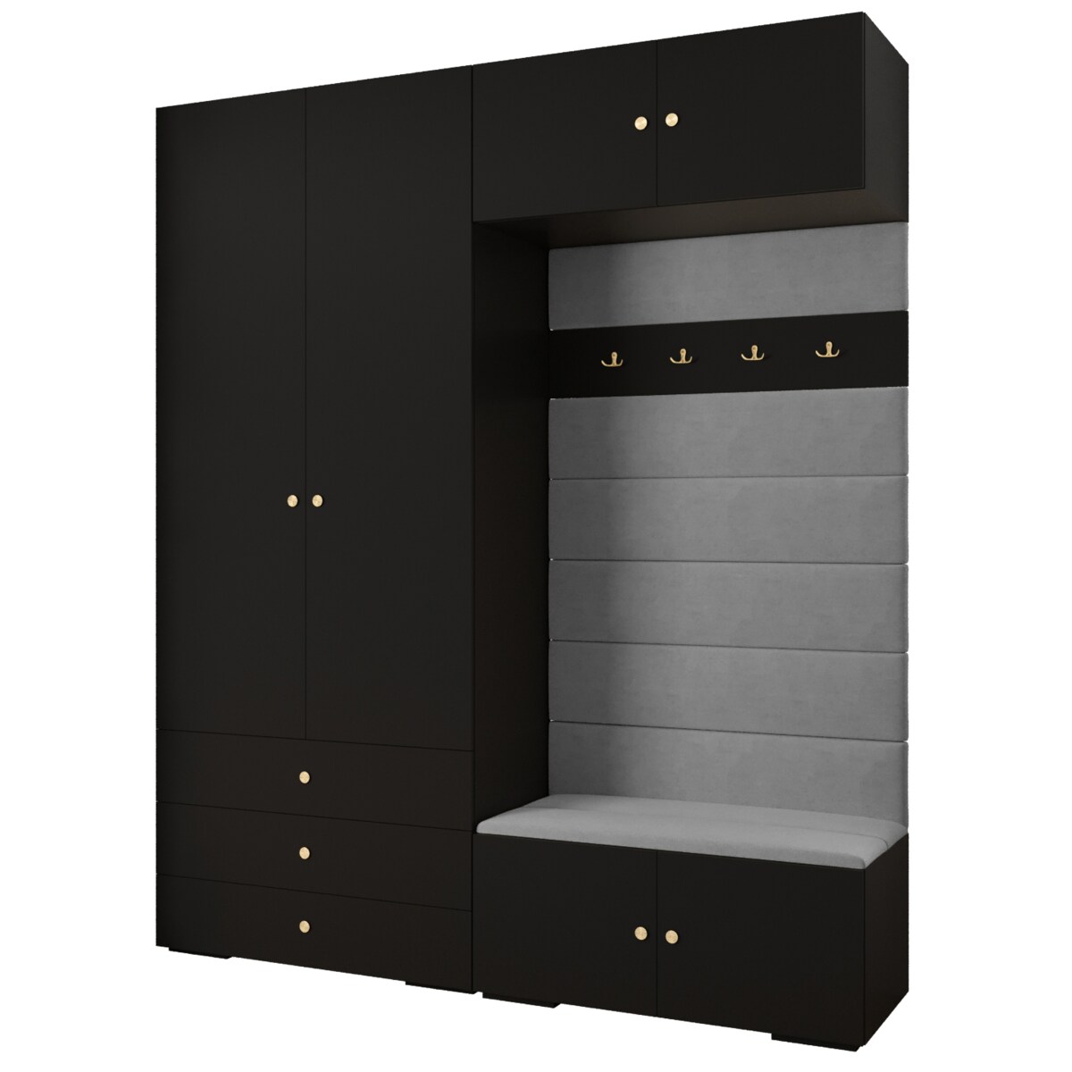 Garderoba do przedpokoju INOVA 2 Z12 czarny+złoty+manila16