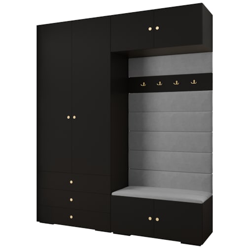 Garderoba do przedpokoju INOVA 2 Z12 czarny+złoty+manila16