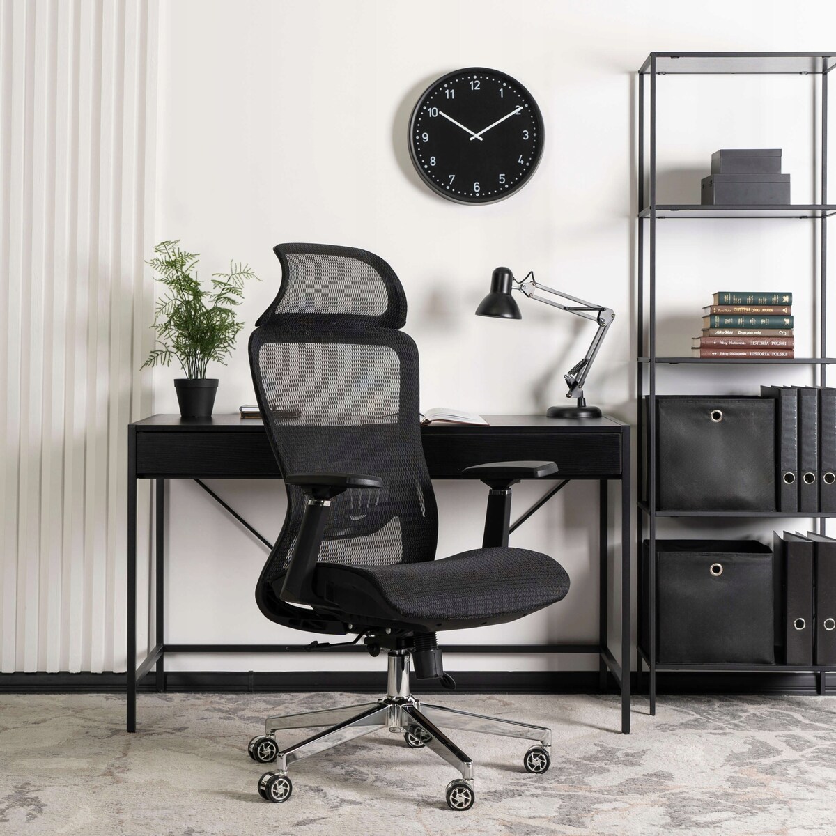 Fotel gamingowy obrotowy ergonomiczny regulowany do biurka czarny LITOS