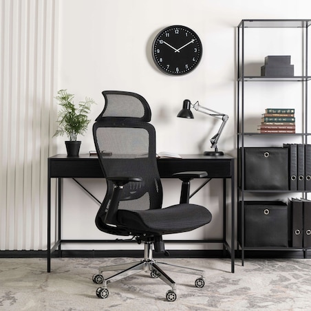 Fotel gamingowy obrotowy ergonomiczny regulowany do biurka czarny LITOS