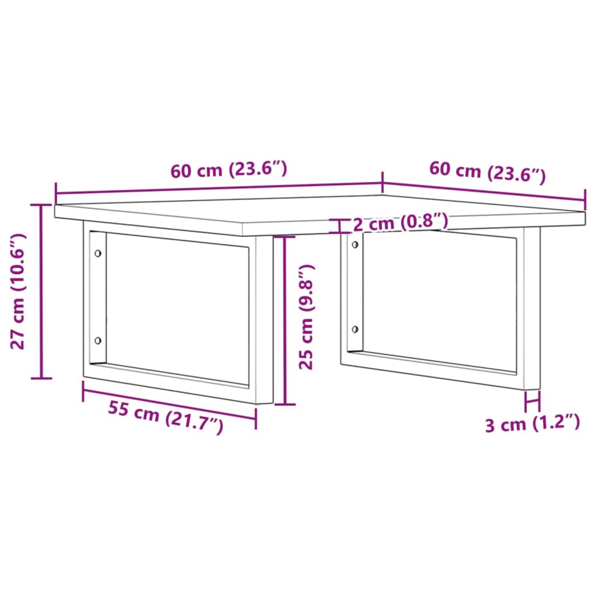 vidaXL Półka ścienna pod umywalkę, stal i lite drewno akacjowe