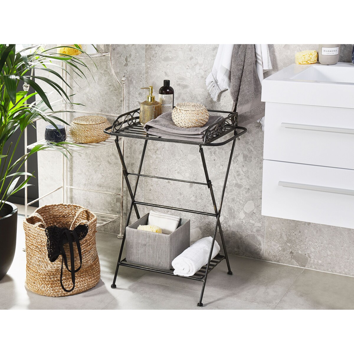 Stolik pomocniczy metalowy czarny ANCUD