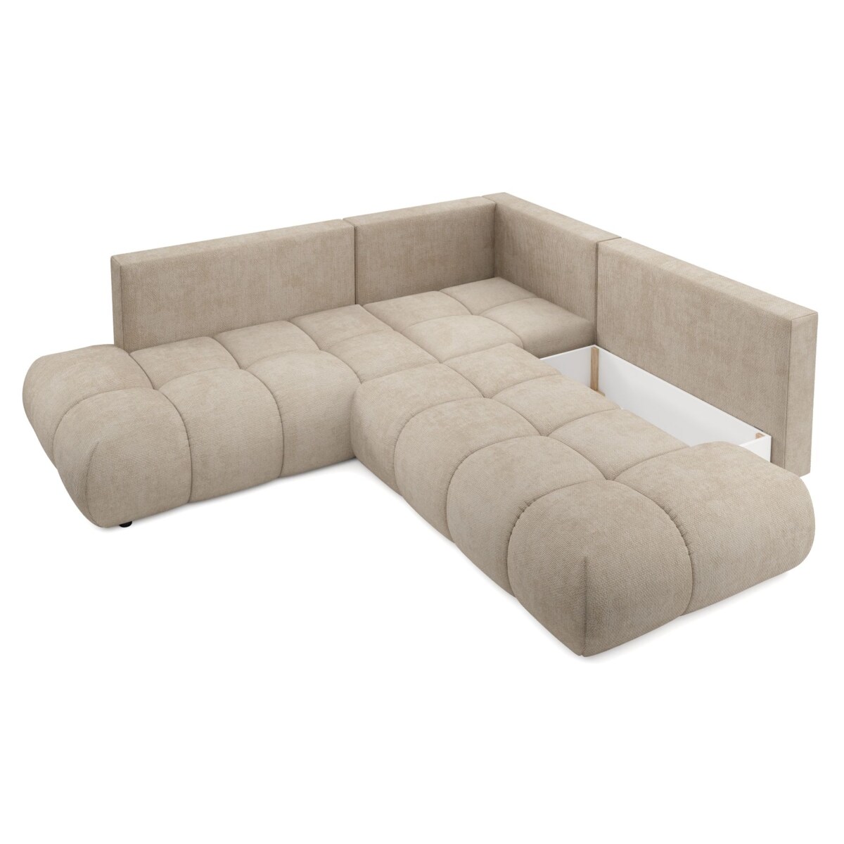 Narożnik pikowany, rozkładany z funkcją spania SOHI, Flow 02 - beżowy