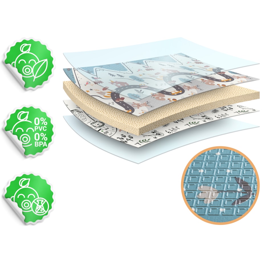 Mata piankowa edukacyjna składana dla dzieci duża 180x200 dywan Nukido