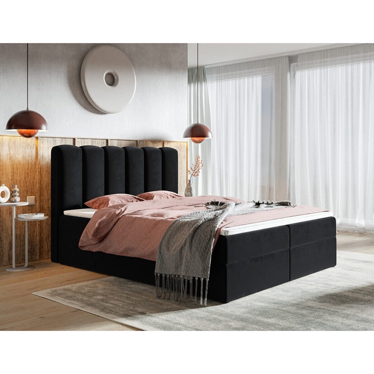 Łóżko kontynentalne FOX 10 160x200- czarne