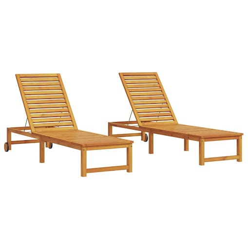 vidaXL Leżak 2 pcs Brązowy 53 x 202 x 89cm Lite drewno akacjowe