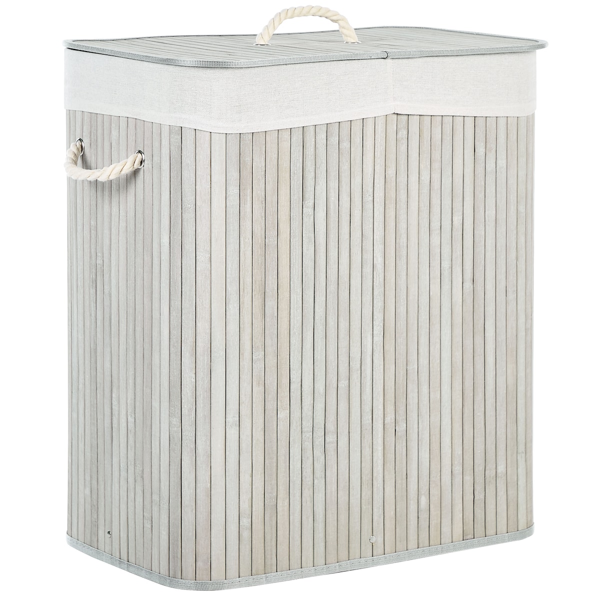 Kosz na pranie KANDY Bambus Jasnoszary 100 L