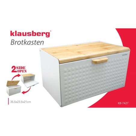Chlebak stalowo-drewniany dwustronny biały KLAUSBERG