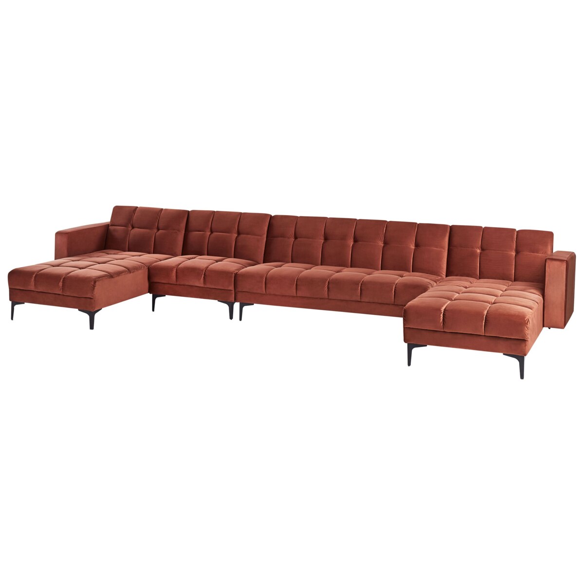 Sofa w kształcie U ALNES Jasnoczerwony Welur dla 6 osób Symetryczny