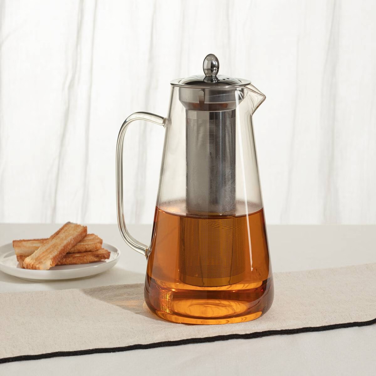 Szklany dzbanek do herbaty z zaparzaczem TEAL, 1,3 l, szklany