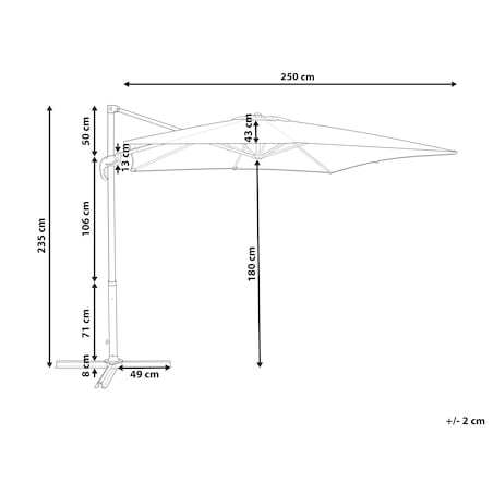 Parasol ogrodowy na wysięgniku 250 cm MONZA Burgundowy