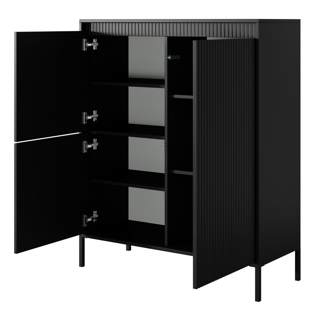 Komoda Wysoka 3D ENSO ryflowana, czarna