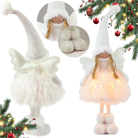 Aniołek Figurka Stojący 50 Cm Świąteczny Boże Narodzenie Biała Czapka