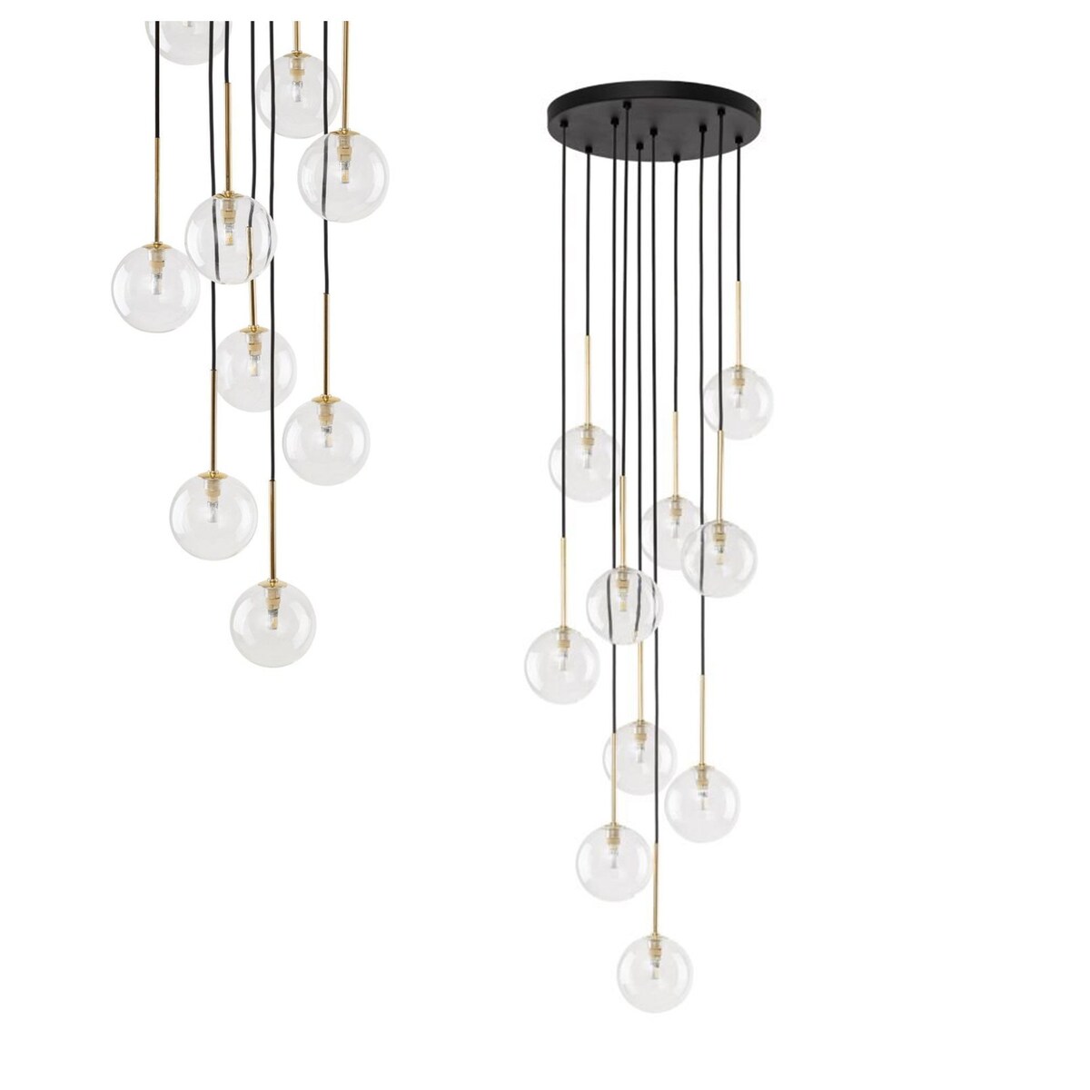 Lampa wisząca TK Lighting NILOS 5944 czarno-złota, 10xG9, regulowana, szkło i metal