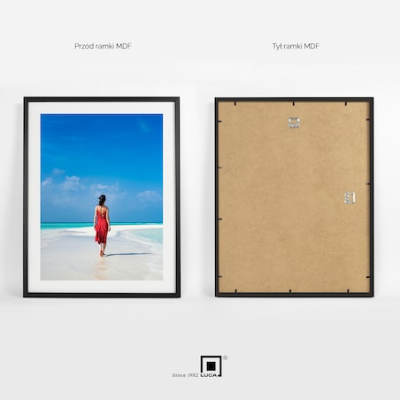 Czarna ramka na zdjęcia 40x50 cm wisząca poziom pion rama MDF z plexi klasyczna ramka