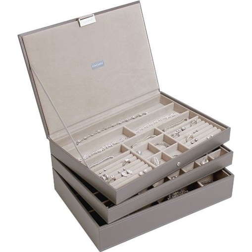 Szkatułka na biżuterię Stackers potrójna supersize brązowoszara