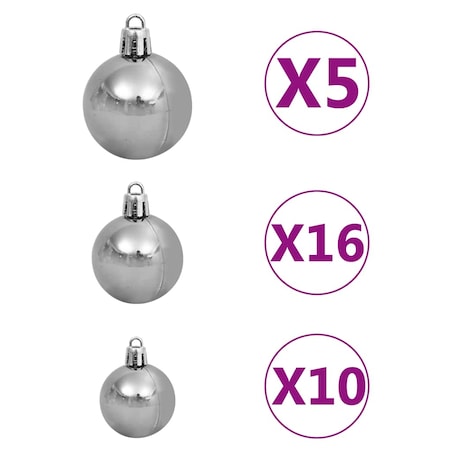 vidaXL Sztuczna choinka z lampkami i bombkami, biała, 240 cm