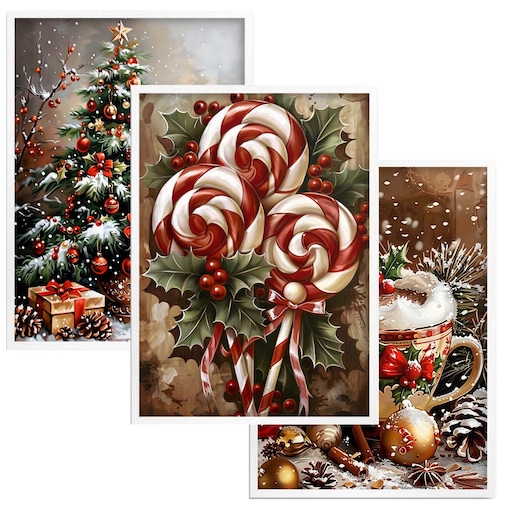 Świąteczne Plakaty w ramkach Obrazy na Święta do sypialni salonu Choinka