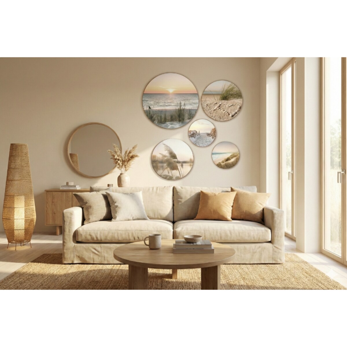 Obrazy ścienne Beżowa dekoracja do sypialni pokoju salonu Zestaw 5 sztuk
