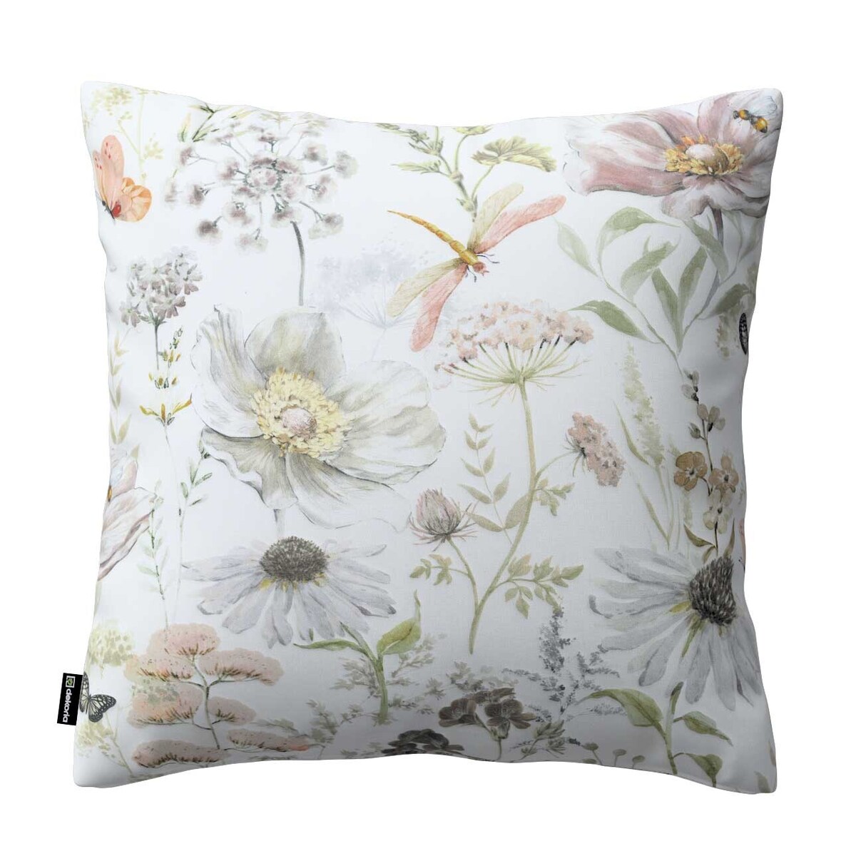 Poszewka Kinga na poduszkę 50x50 pastelowe kwiaty na białym tle