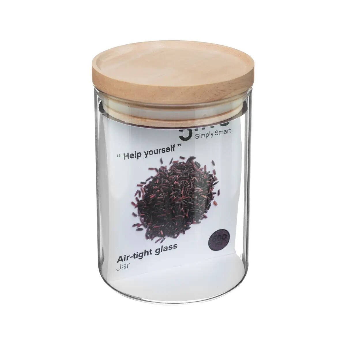 Słoik na żywność sypką z drewnianym wieczkiem, 600 ml