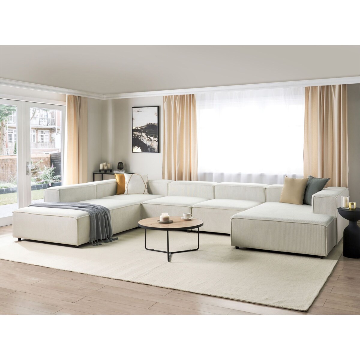 Narożnik modułowy dla 5 osób ARDAL Sztruks Złamana biel Prawostronny