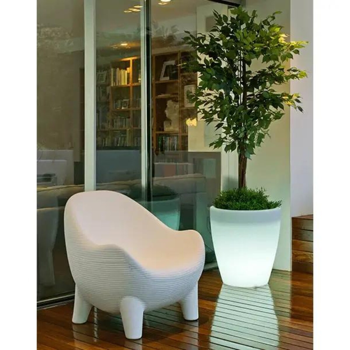 Donica podświetlana Violeta LUMVL040SSNW King Home IP65 do ogrodu biała