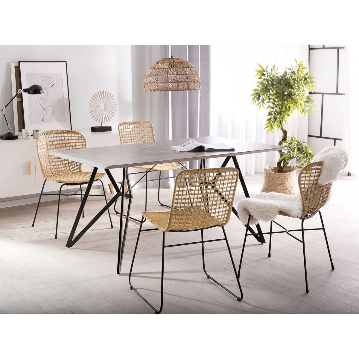 Zestaw 2 krzeseł do jadalni rattanowy naturalny ELFROS