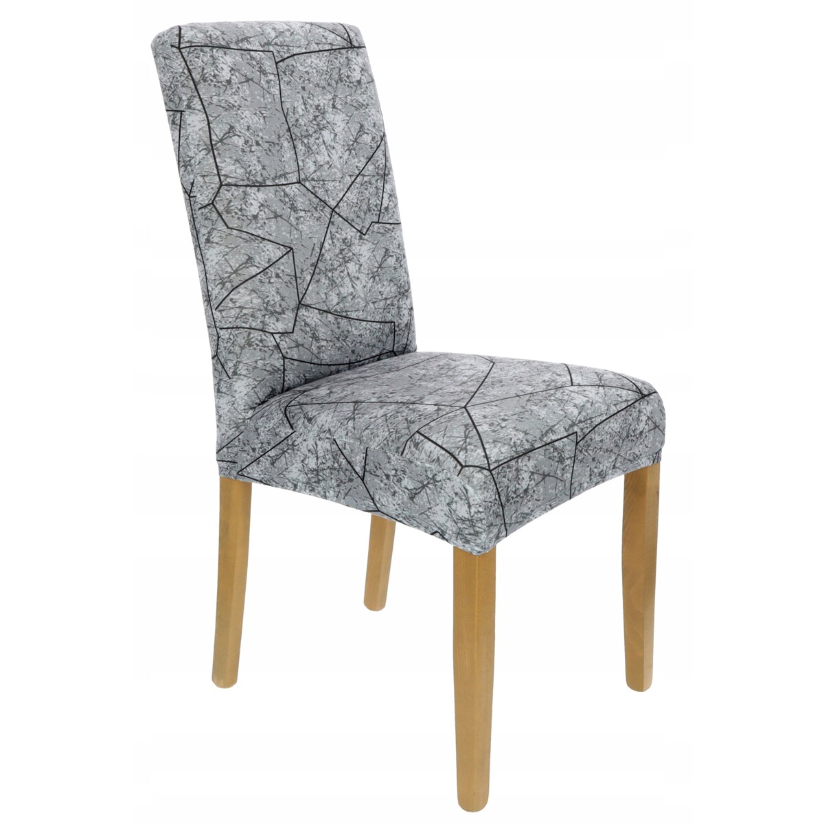 POKROWIEC NA KRZESŁO SZARY WZORY ELASTYCZNY [21CG]
