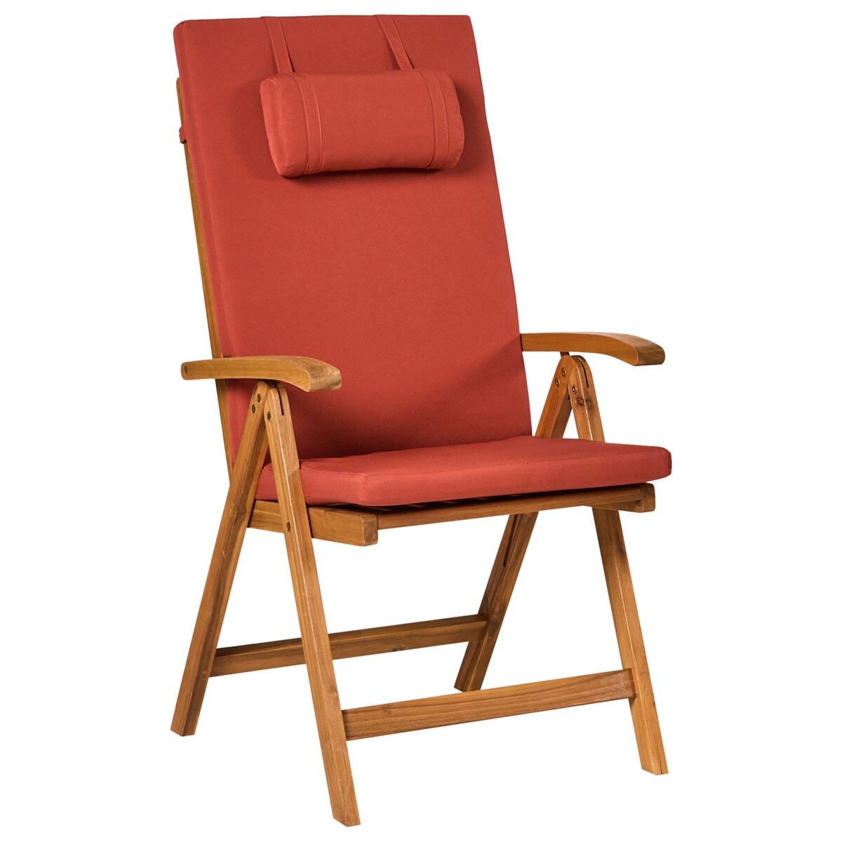Zestaw 2 krzeseł ogrodowych z poduszkami JAVA PREMIUM Drewno akacjowe Czerwony