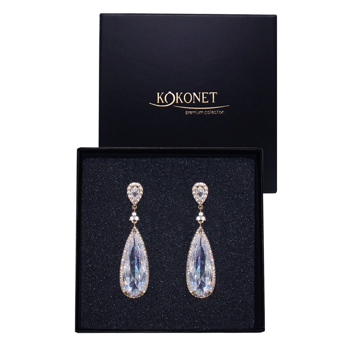 ZŁOTE kolczyki duże łezki BŁYSZCZĄCE DŁUGIE klasyka krople ślub wystawne