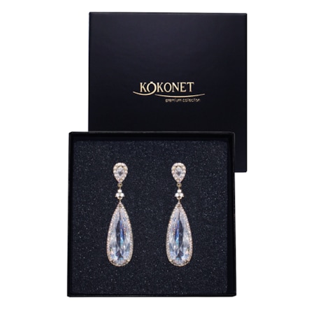 ZŁOTE kolczyki duże łezki BŁYSZCZĄCE DŁUGIE klasyka krople ślub wystawne