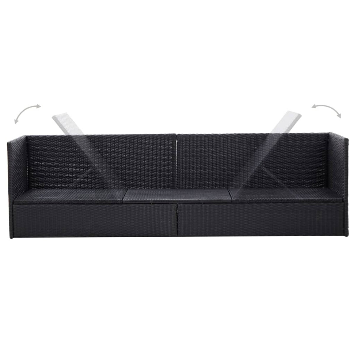 vidaXL Sofa ogrodowa z poduszkami, polirattan, czarna