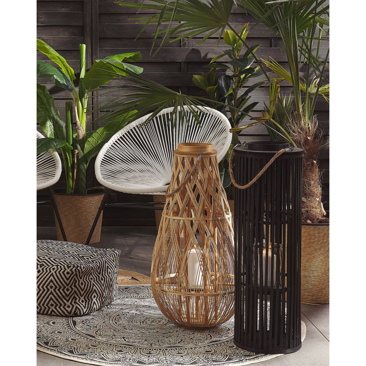 Lampion drewniany 77 cm naturalny TONGA