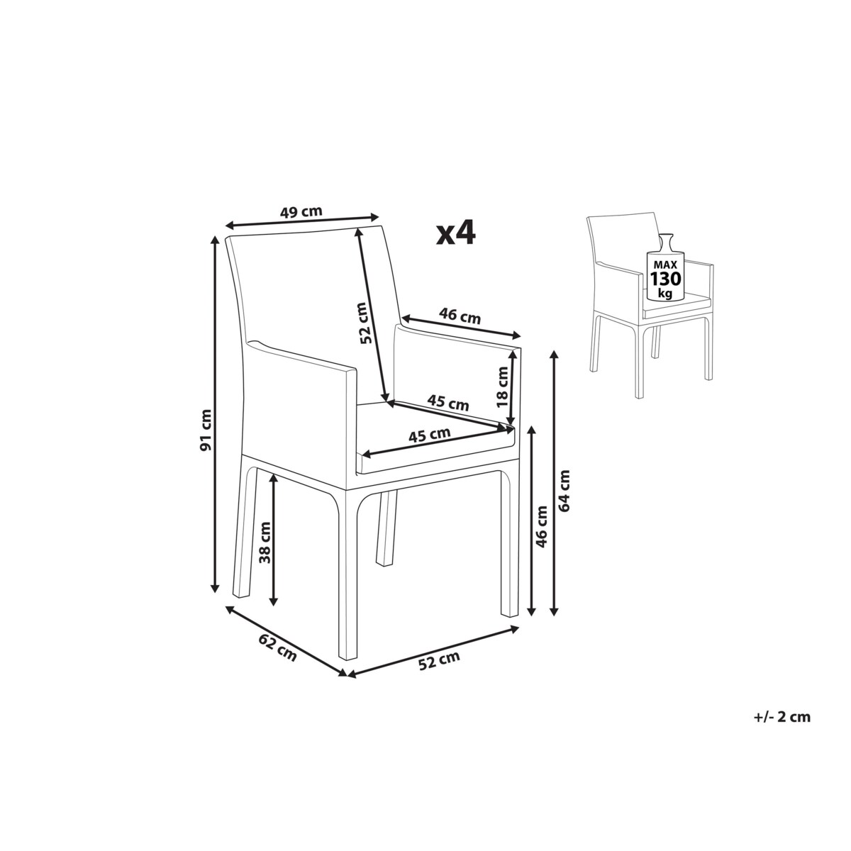 Zestaw 4 krzeseł ogrodowych szary BACOLI