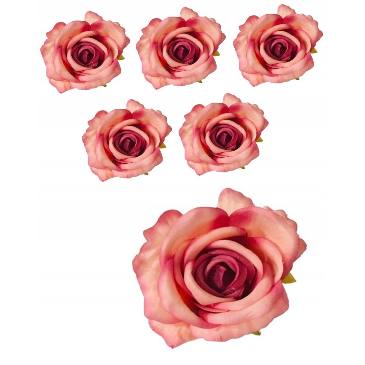 6x Róża sztuczna wyrobowa do wiązanek główka pąk święta kwiaty róże duże