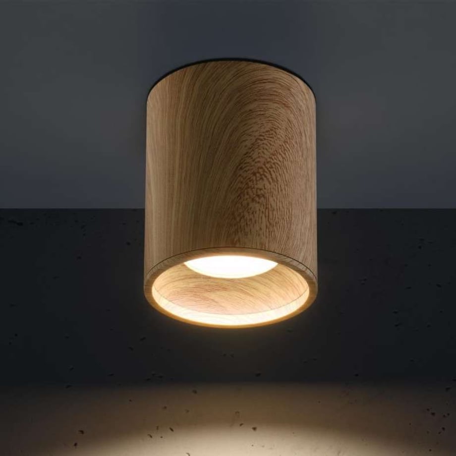 Sufitowa LAMPA downlight 2277165 Candellux metalowa OPRAWA plafon okrągły drewniany
