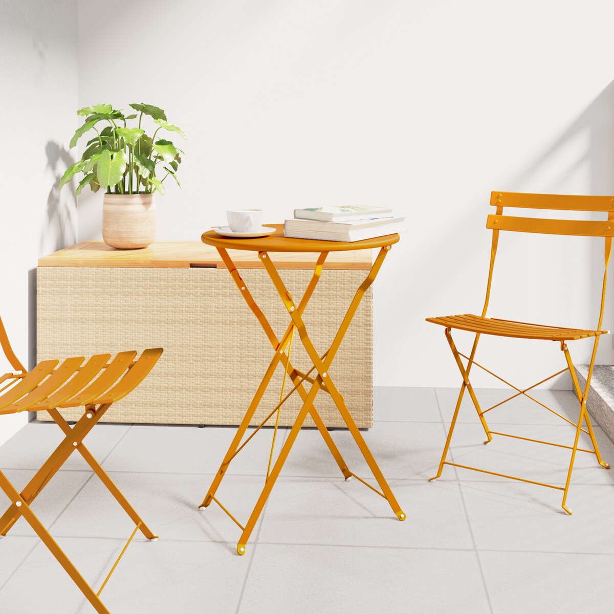 vidaXL Stolik bistro Musztardowy Ø50x71 cm Stal malowana proszkowo