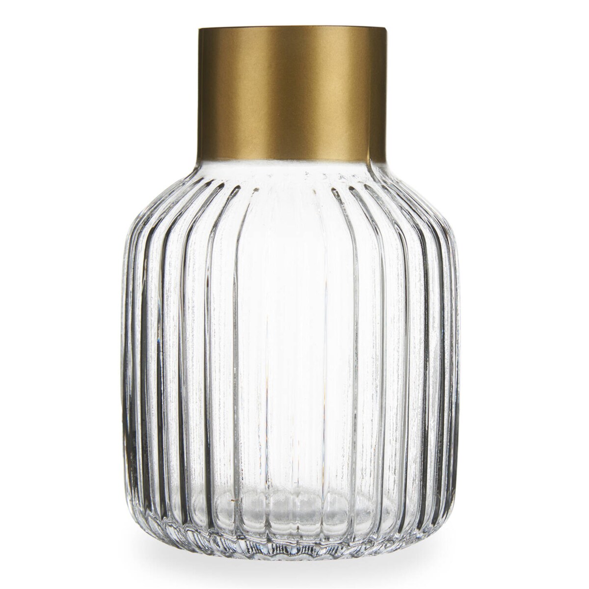 Prążkowany wazon ze złotym dekorem, wys. 18 cm