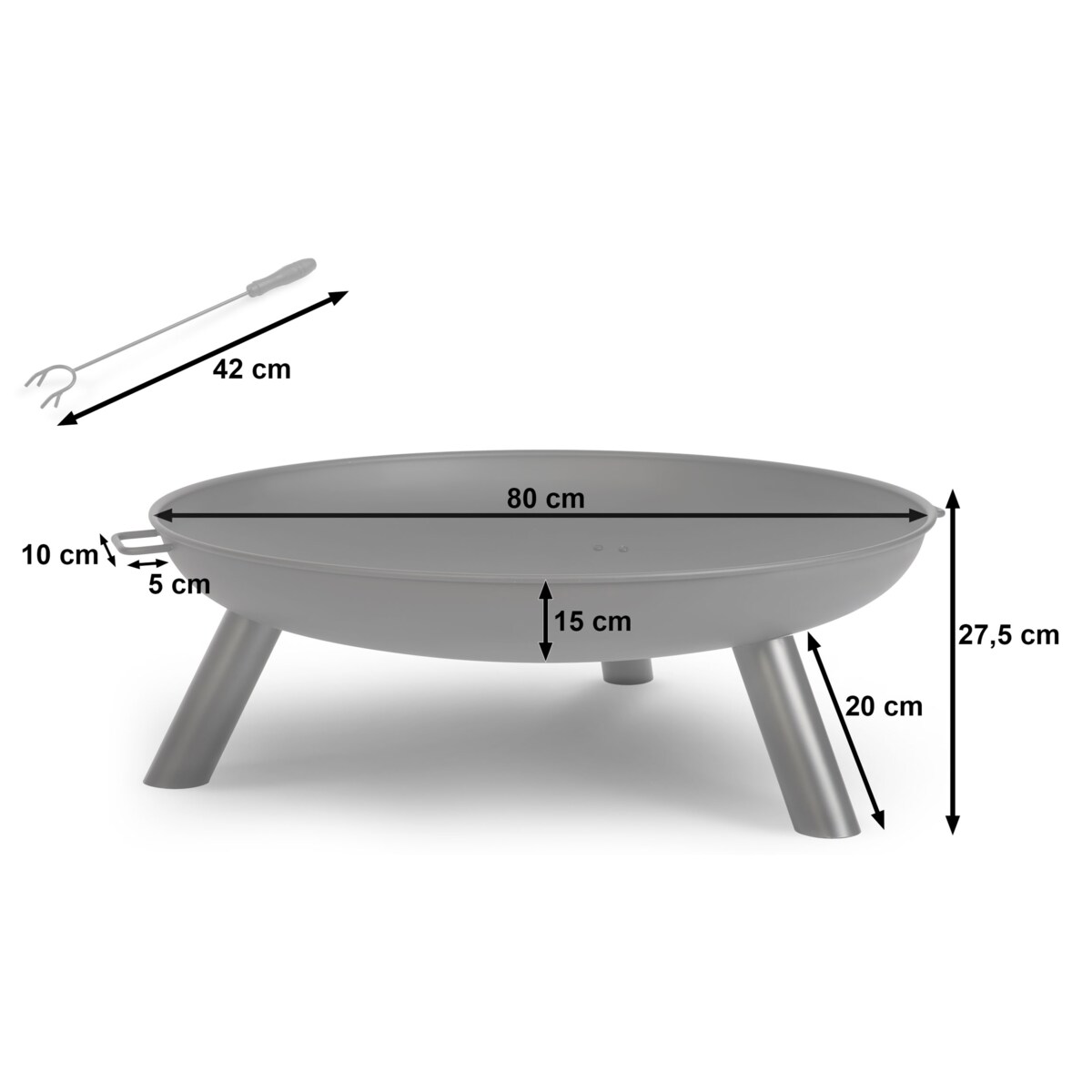 Palenisko ogrodowe z uchwytami na ognisko grill 80cm Berdsen BD-882