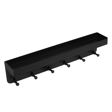 Wieszak ścienny z półką na klucze akcesoria czarny metalowy haczyki