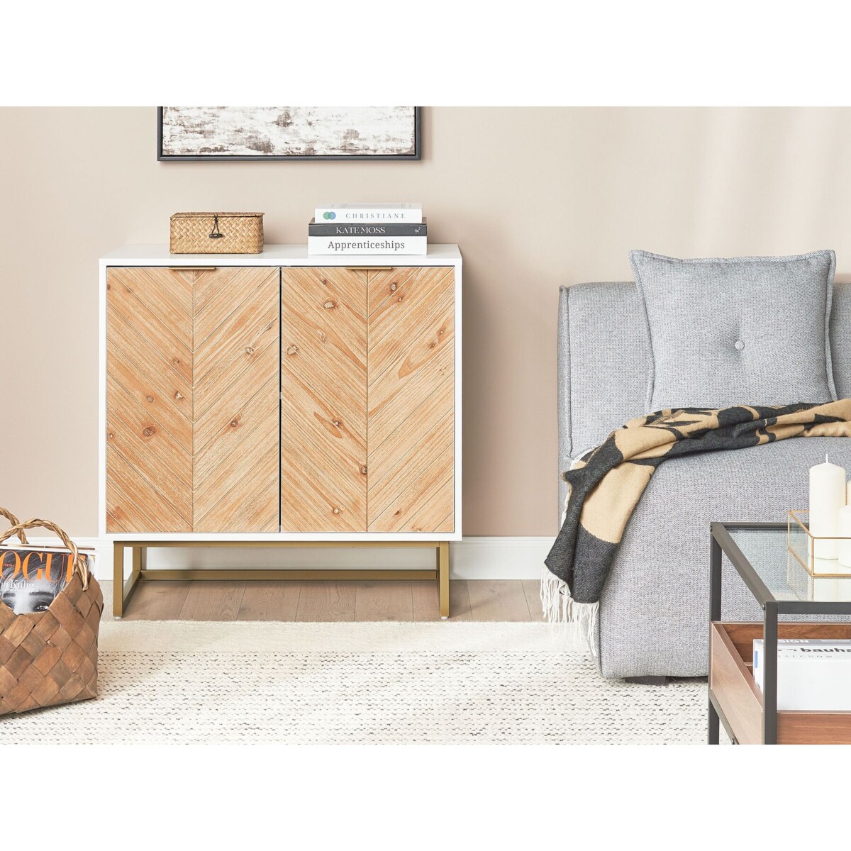 Szafka dwudrzwiowa jasne drewno z białym ALASKA