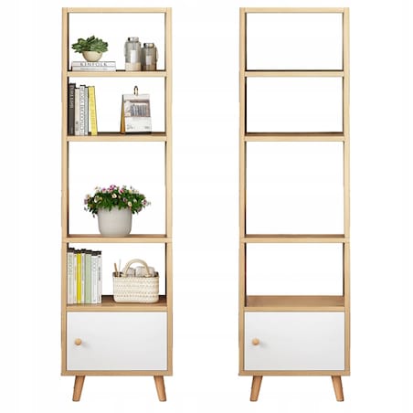 Regał Stojący Biały Na Książki Półki Wysoki Skandynawski Słupek Szafa Loft