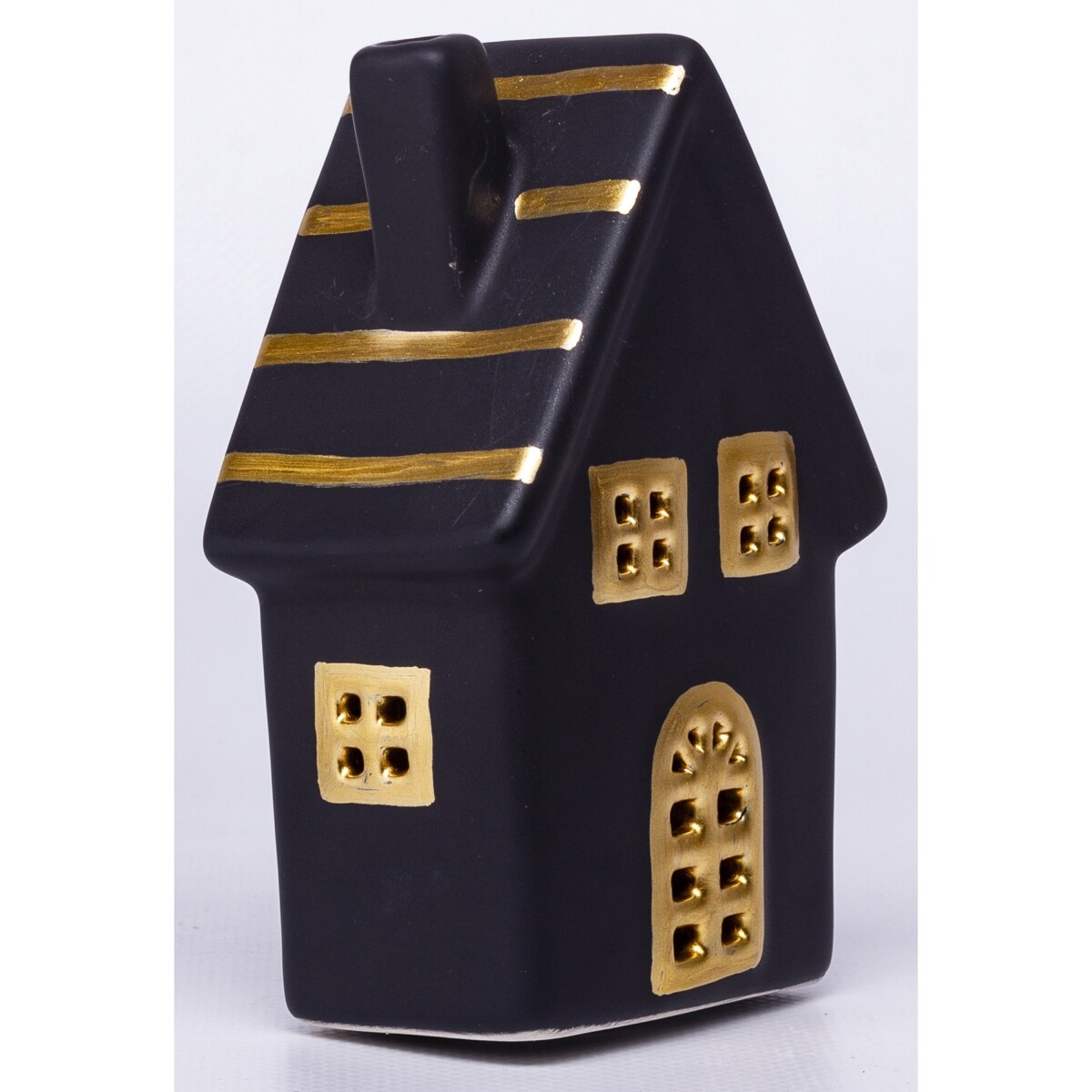 Dolomitowy czarny domek LED 19x12x6,5 cm JOUDA small