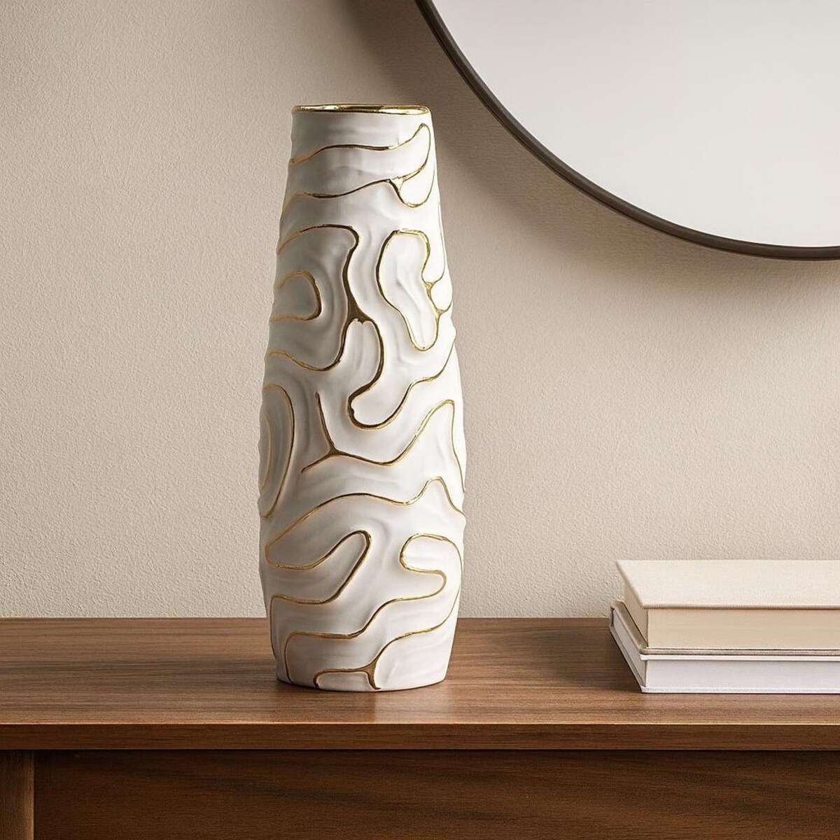 Wazon ceramiczny LIA, biały, Ø 14,5x39,5 cm