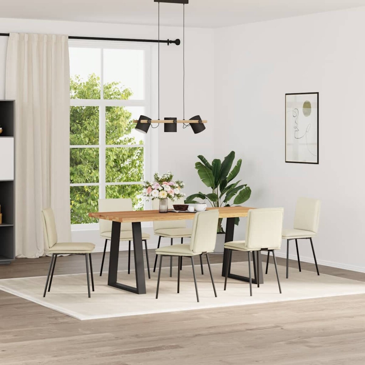 vidaXL Krzesła stołowe, 6 szt., kremowe, obite aksamitem